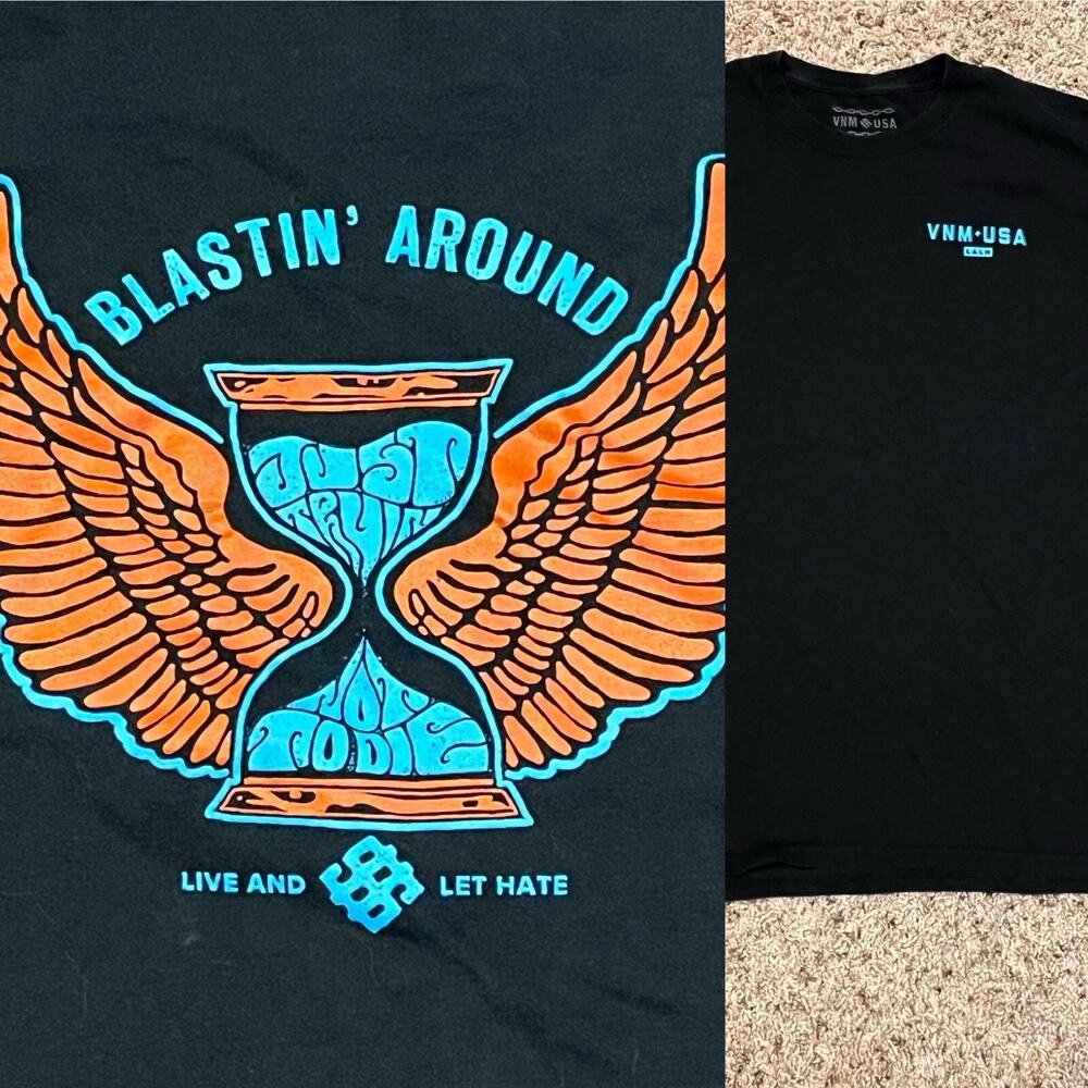 VNM Motorcycles T-Shirt Large Blasting’ Around Black